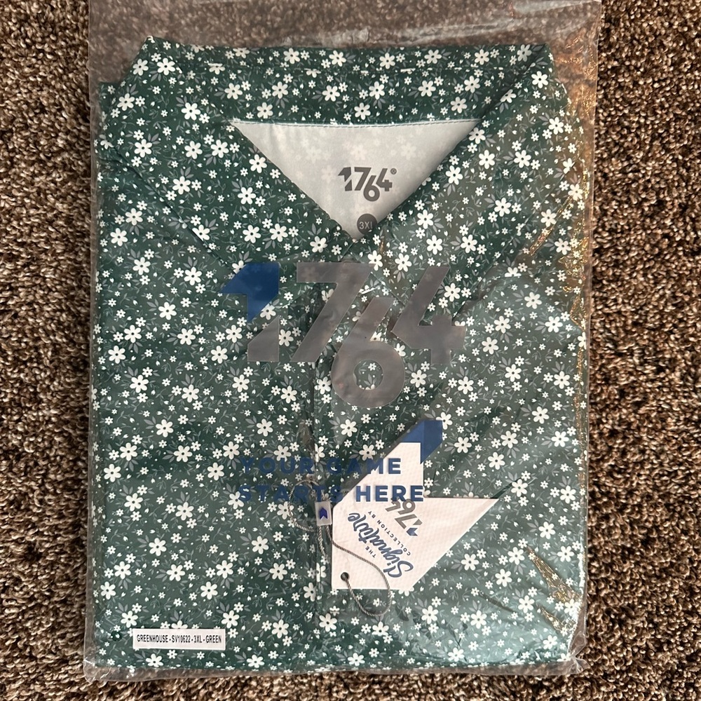 Green Floral Men's Polo Shirt